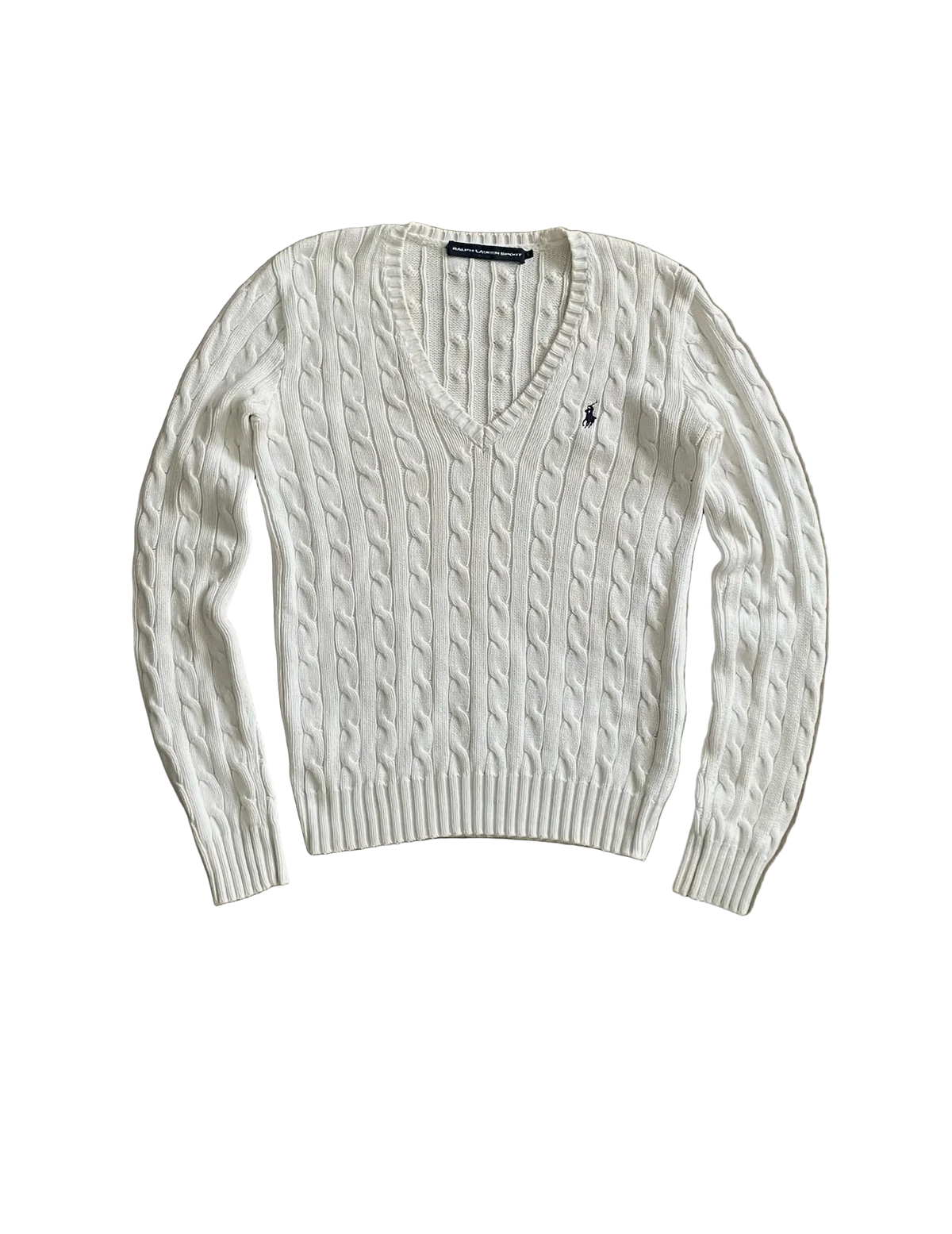 Ralph Lauren Zopfstrickpullover – Weiß (S)