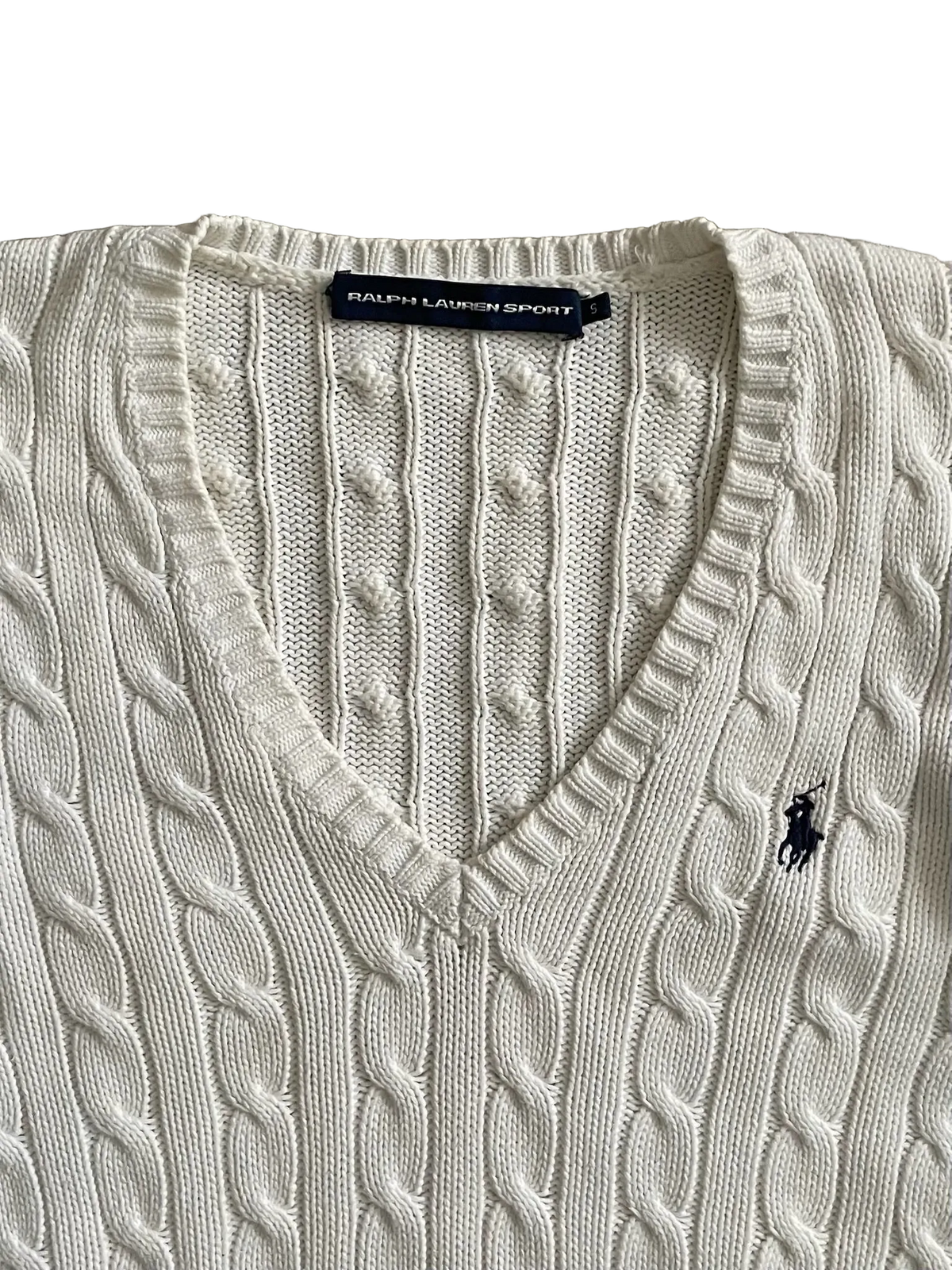 Ralph Lauren Zopfstrickpullover – Weiß (S)