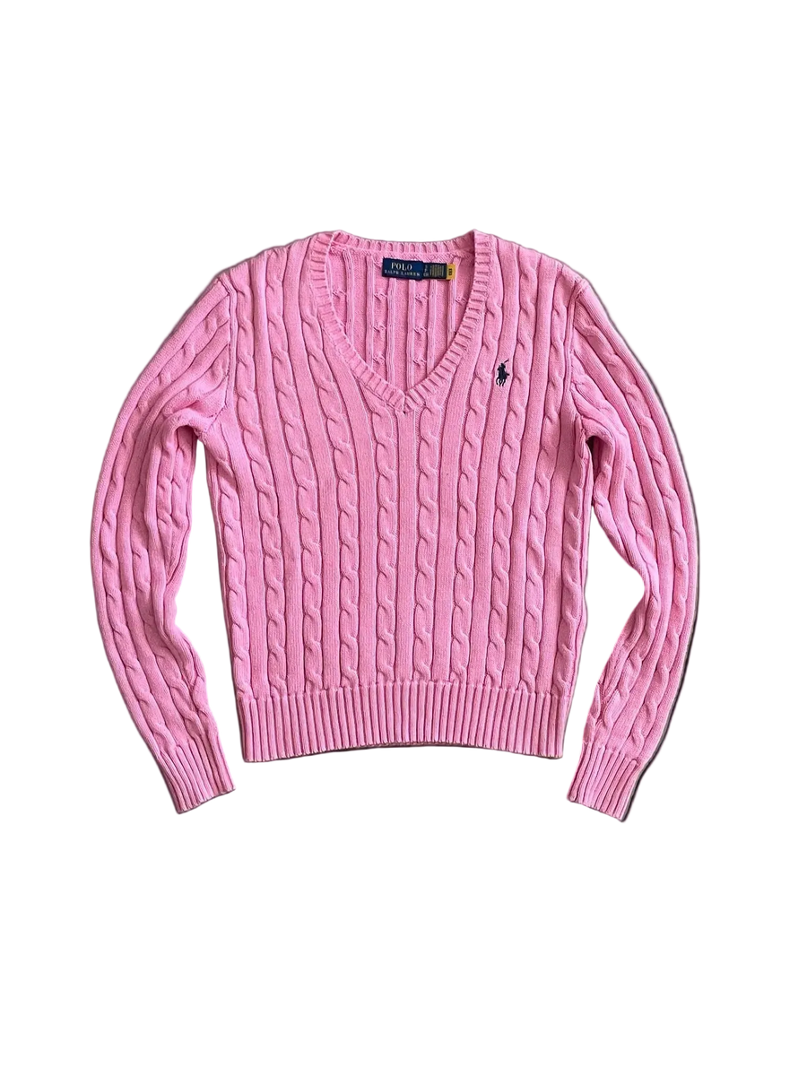 Ralph Lauren Zopfstrickpullover – Rosa (S)