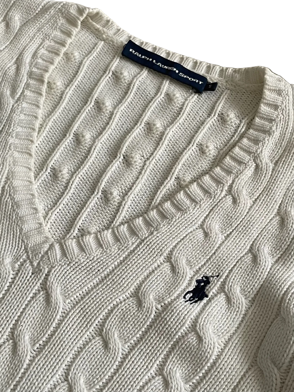 Ralph Lauren Zopfstrickpullover – Weiß (S)