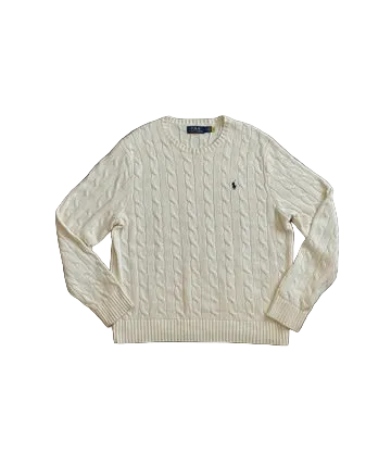 Ralph Lauren Zopfstrickpullover – Creme (M)
