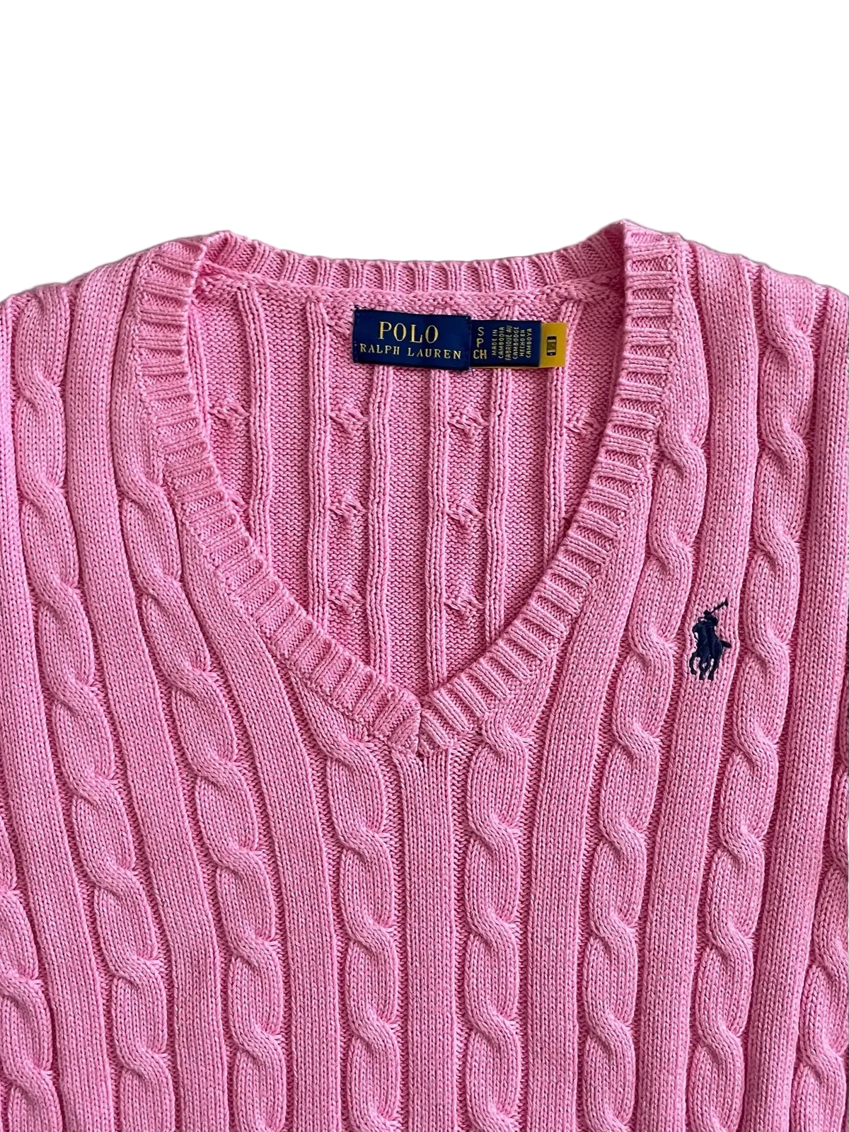 Ralph Lauren Zopfstrickpullover – Rosa (S)