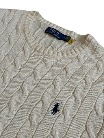 Ralph Lauren Zopfstrickpullover – Creme (M)