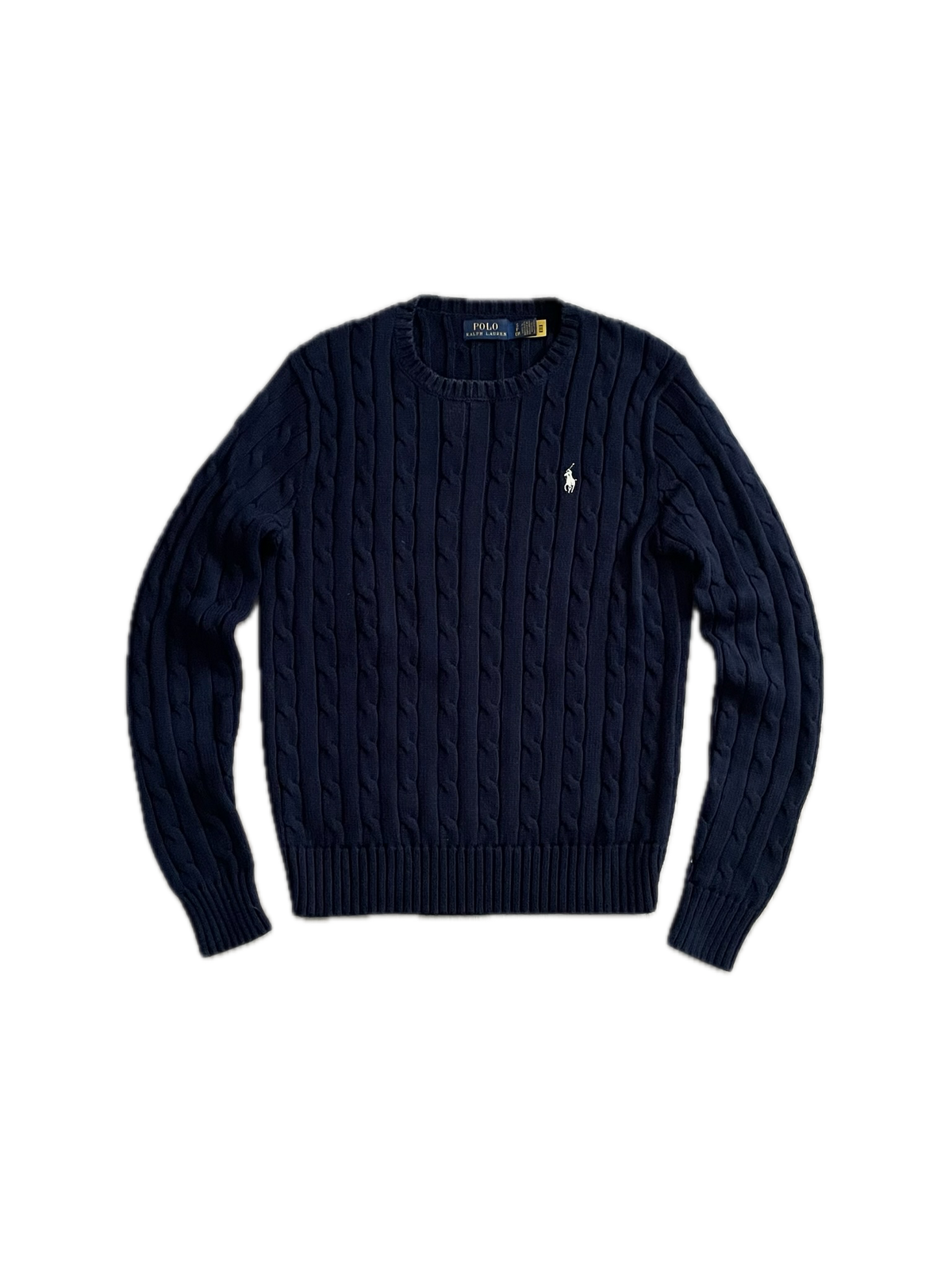 Ralph Lauren Zopfstrickpullover – Marineblau (S)
