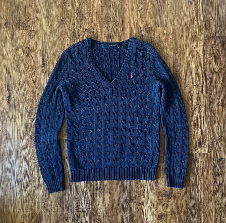 Ralph Lauren Pullover mit Zopfmuster Marineblau M